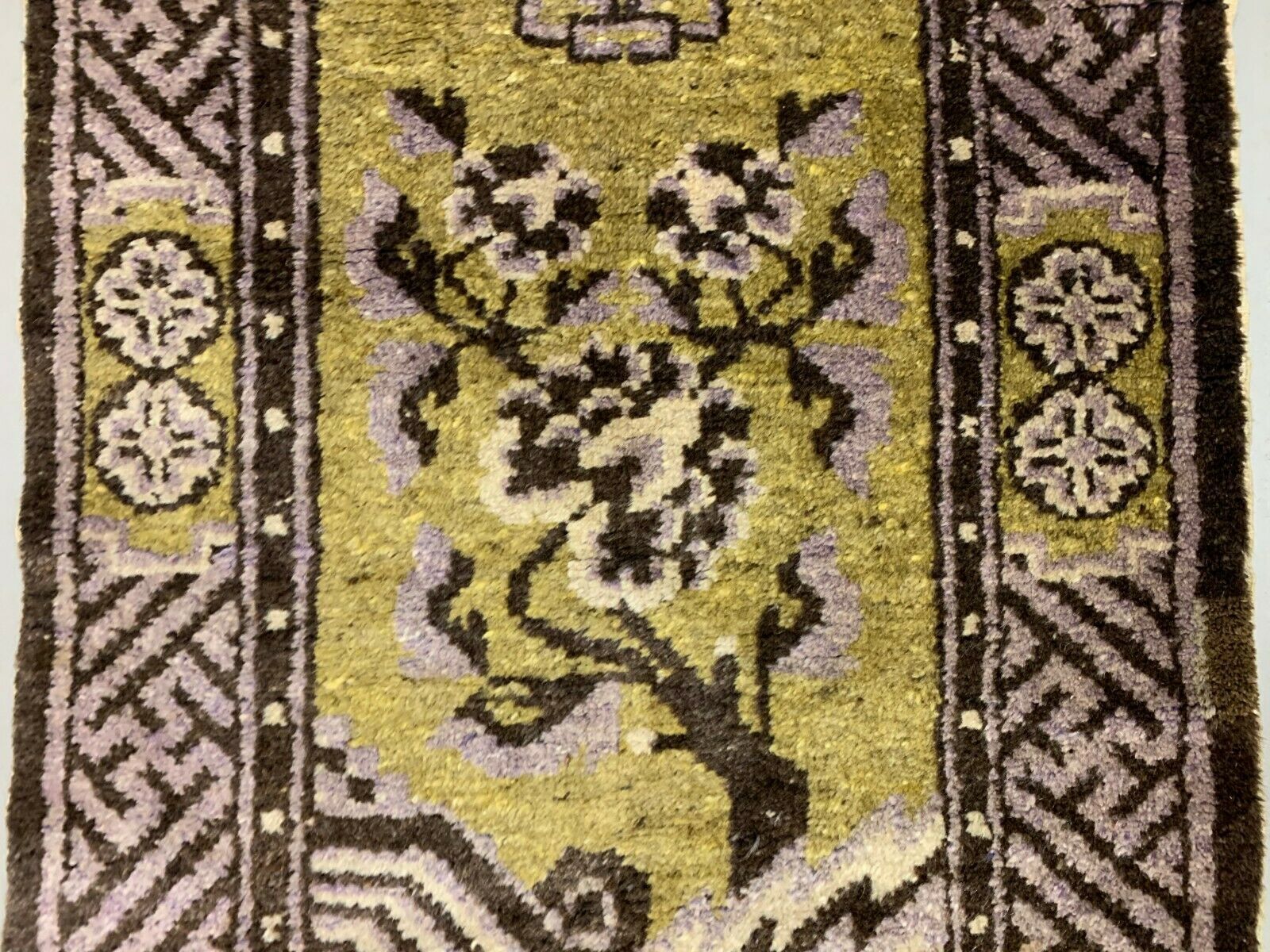 Antique Chinese Pao Tao Rug 145x68 cm, Wool, Gold and Brown