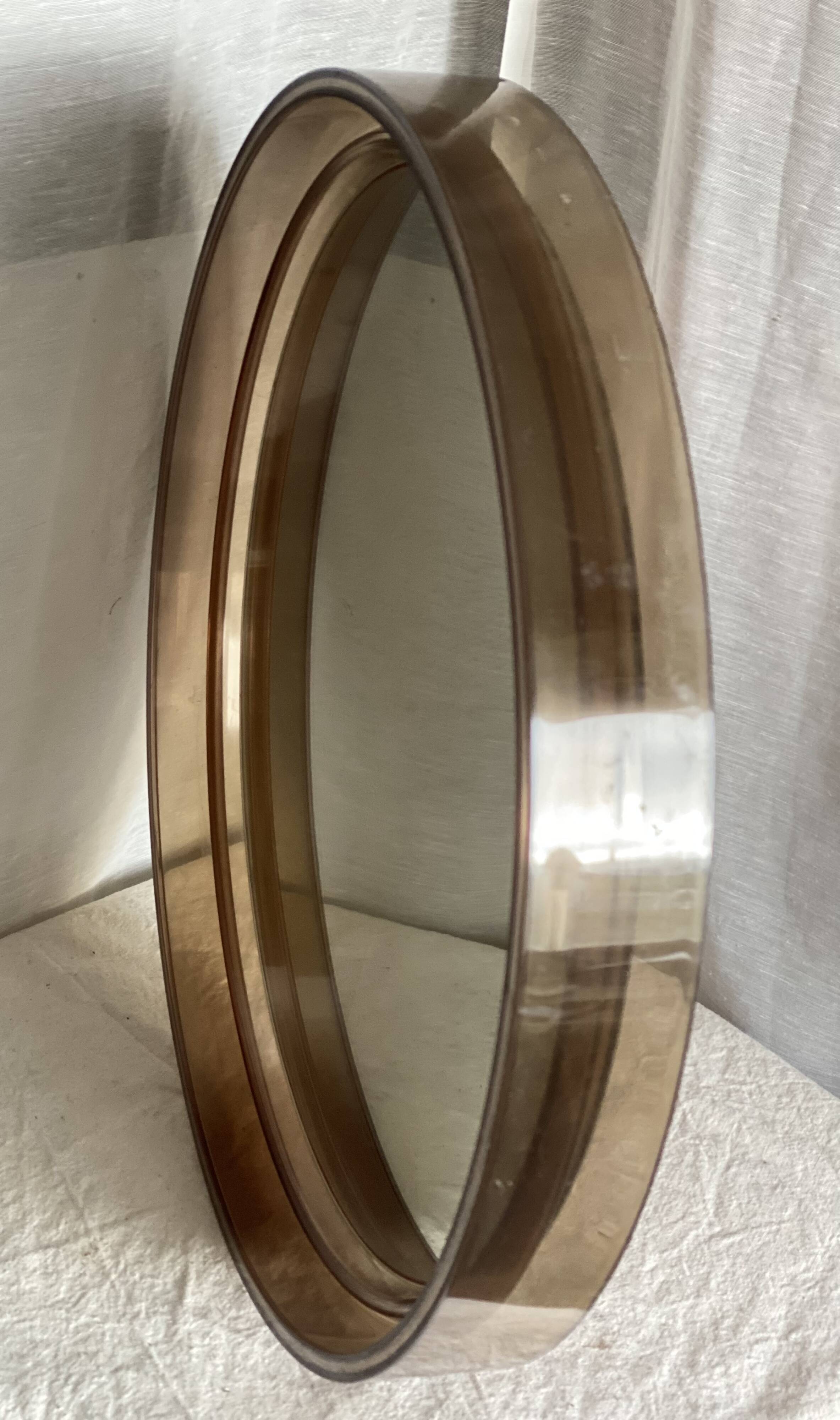 Gilac round mirror smoked Plexiglas vintage 1960