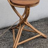 Vintage bamboo rattan floor lamp, with shelf