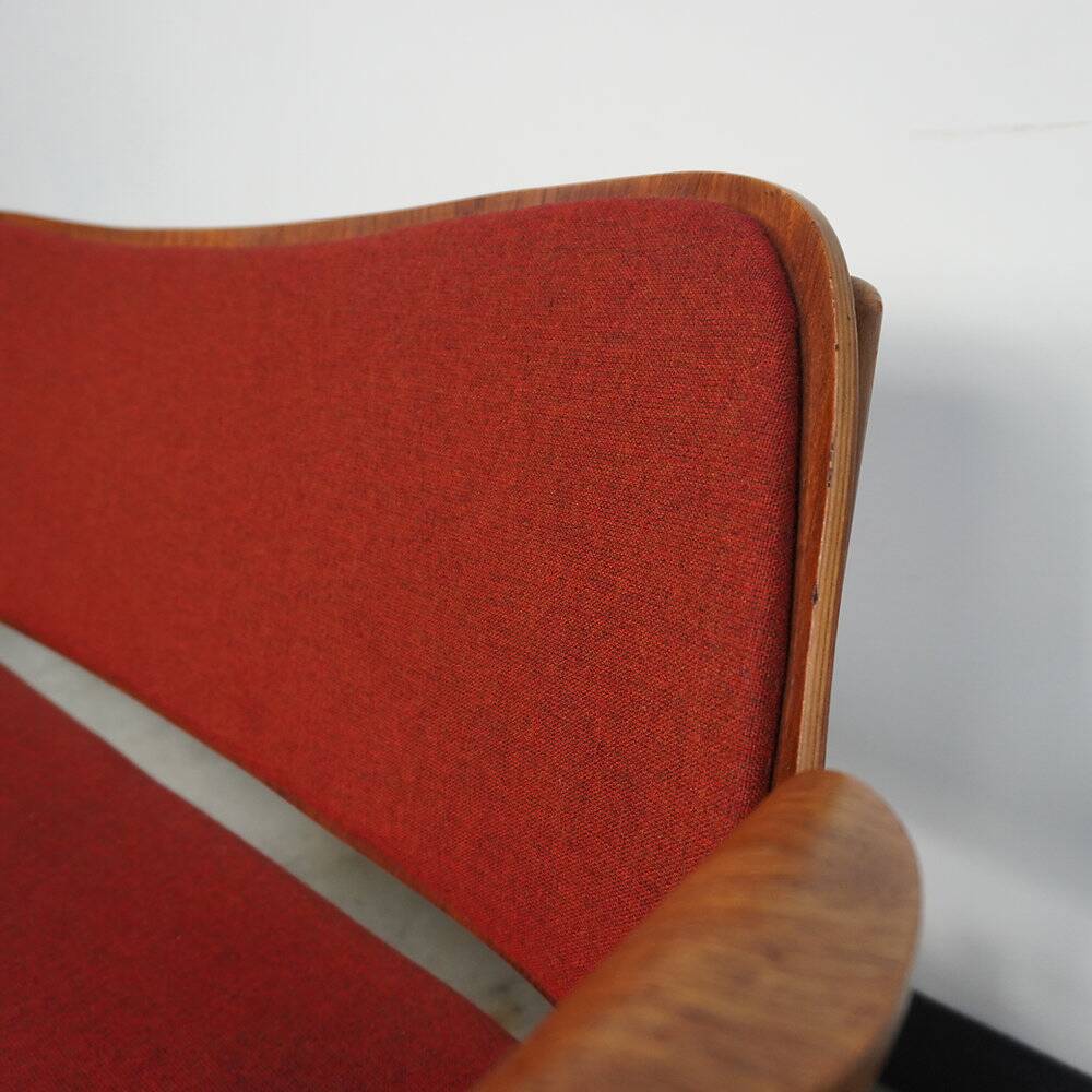 Rare teak and oak bench by Arne Hovmand-Olsen for Bramin, Denmark, 1950s