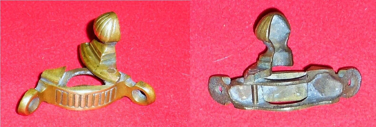 45 Triangular fixing tips for stair mat bar. Bronze, 19th