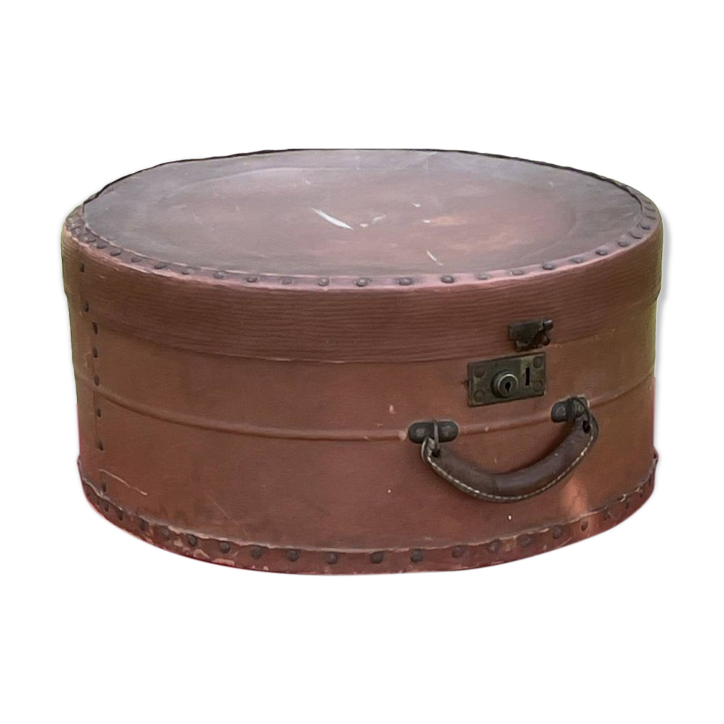 Large old boiled cardboard hat box