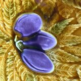 Round barbotine dish with fruit decoration Sarreguemines