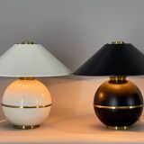 Pair of Mid-Century Brass & Metal Table Lamps by Napako, Czechoslovakia