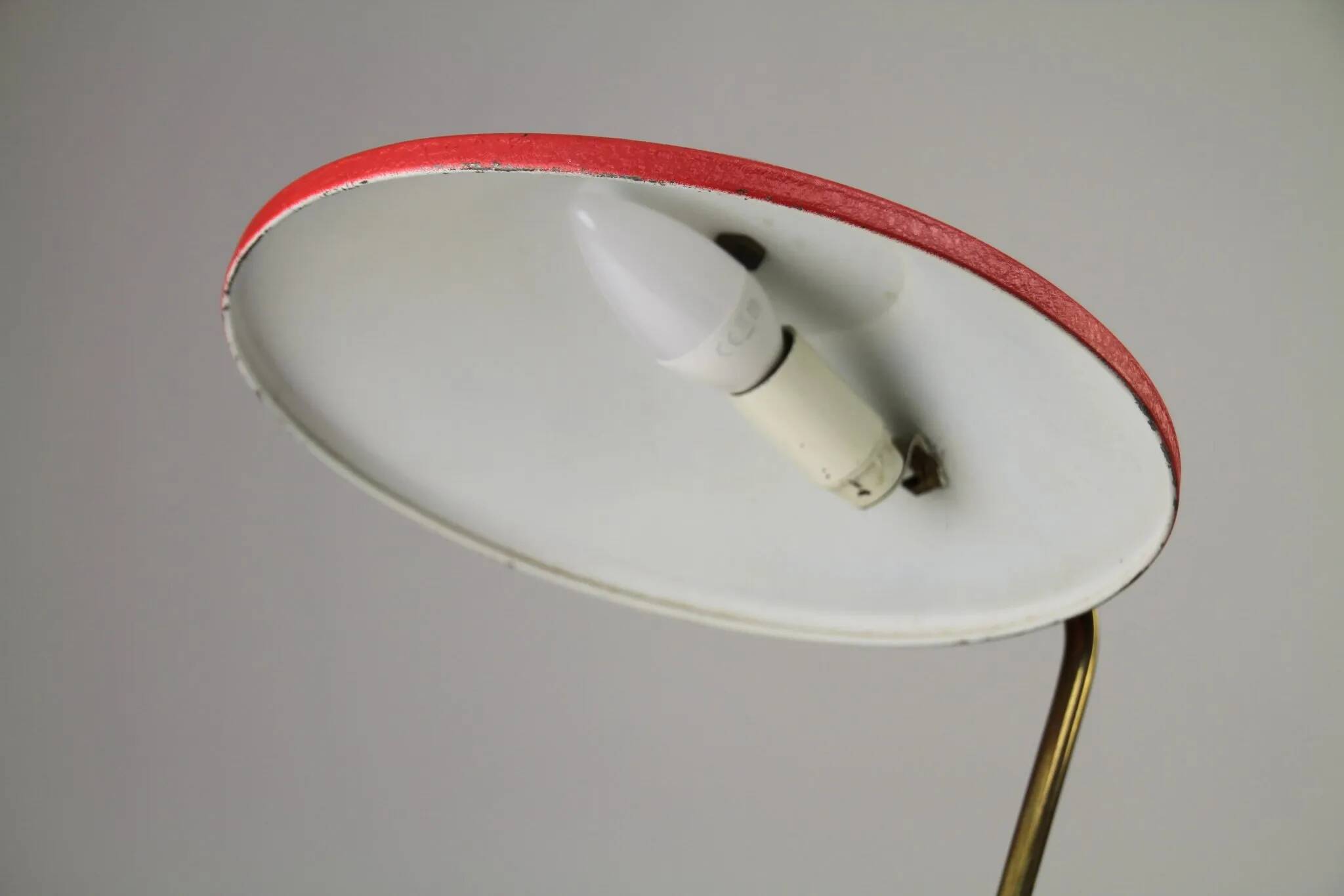 Red Shrink-Lacquered Brass Table Lamp, Germany, 1950s