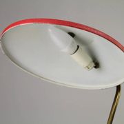 Red Shrink-Lacquered Brass Table Lamp, Germany, 1950s