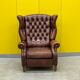 Fauteuil inclinable chesterfield vintage fait main marron