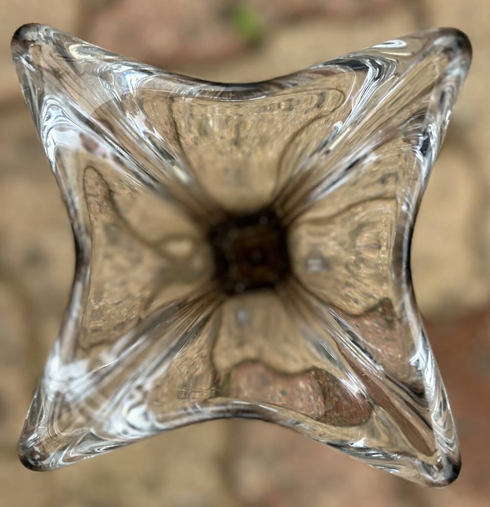 Smoky crystal designer vase, Murano Sommerso style, vintage, 1970s