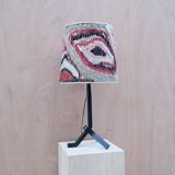 Modernist wrought iron lamp with wool lampshade, France 1950