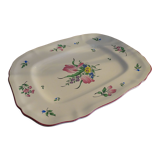 Large dish KG Lunéville street lamp tulip and flowers - 35.5 cm x 28 cm