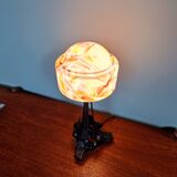 Art Deco table lamp, multi-coloured opaline in the shape of a mushroom, 1920