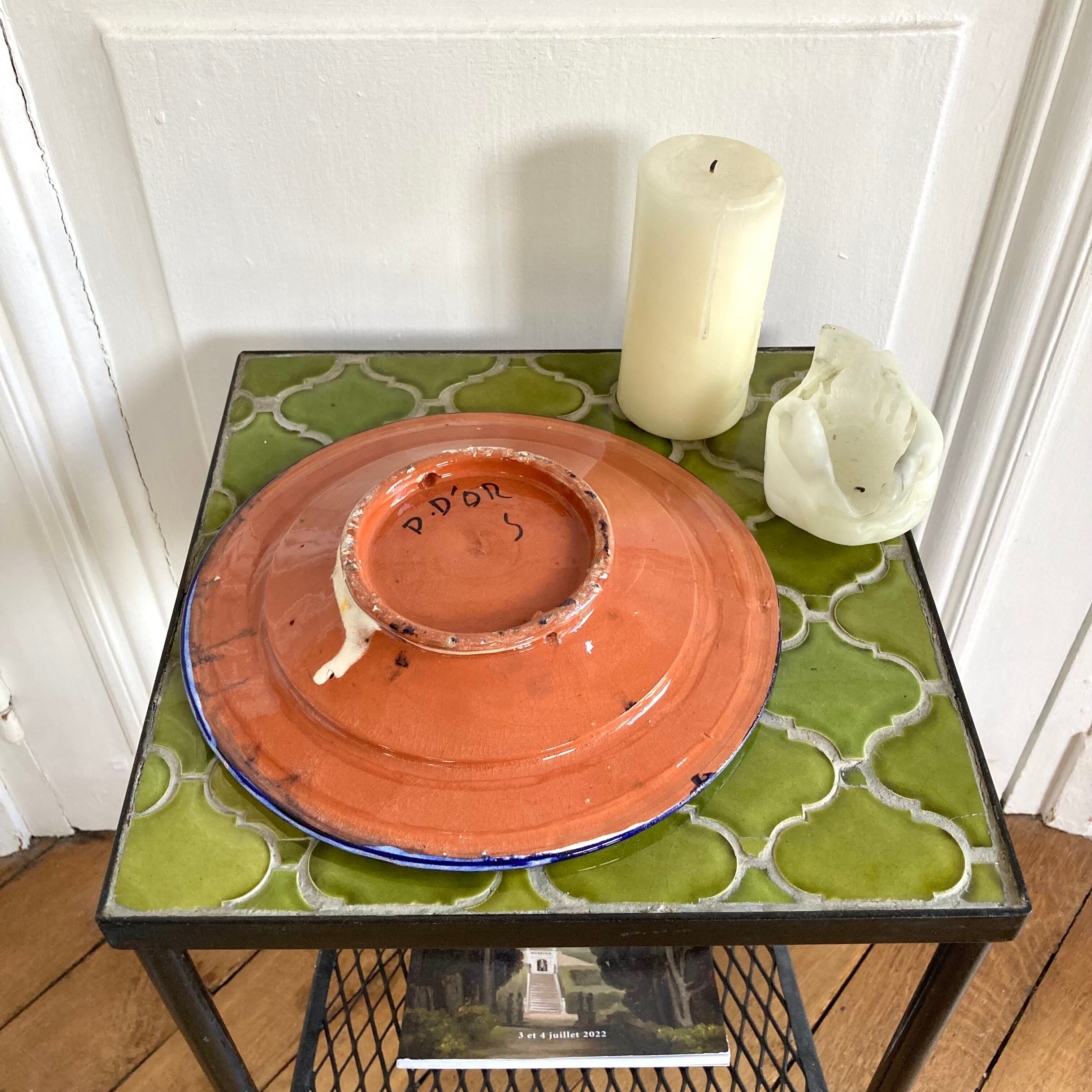 Decorative ceramic deep plate with fish decoration