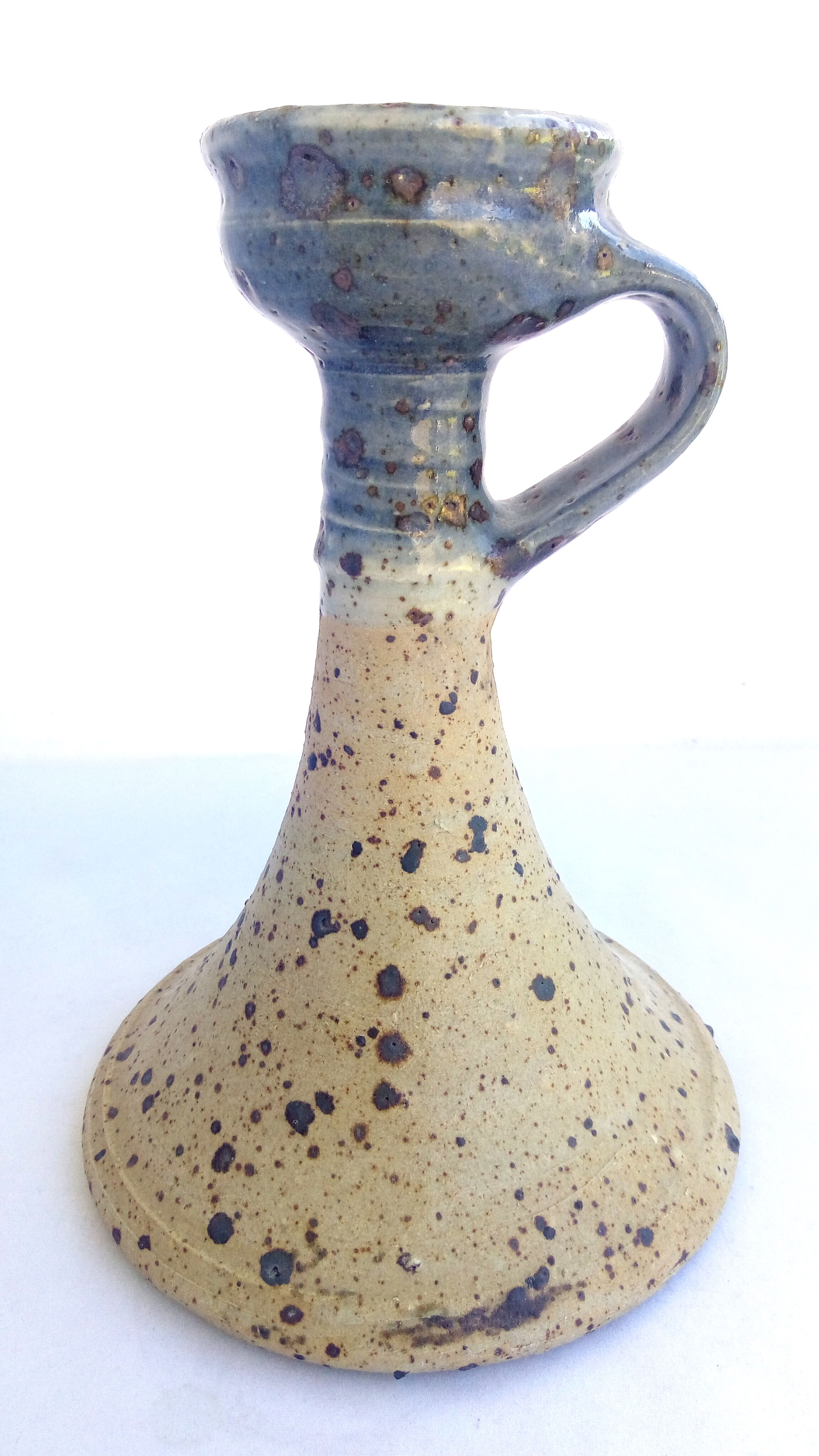 Pierre Digan-style sandstone and blue-collar candlestick