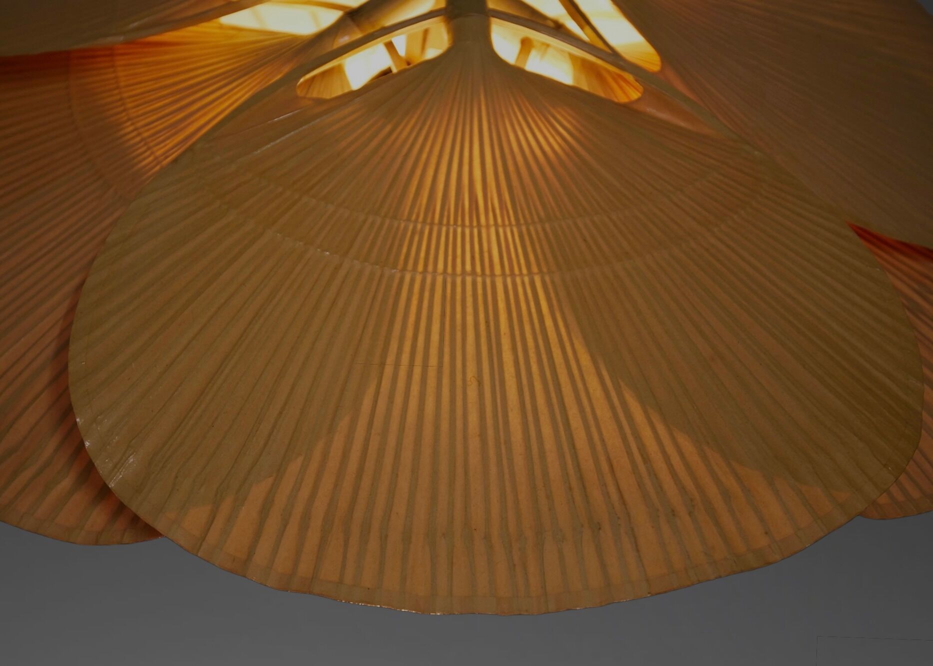 Rare Uchiwa Hana chandelier by Ingo Maurer – Japanese paper and bamboo