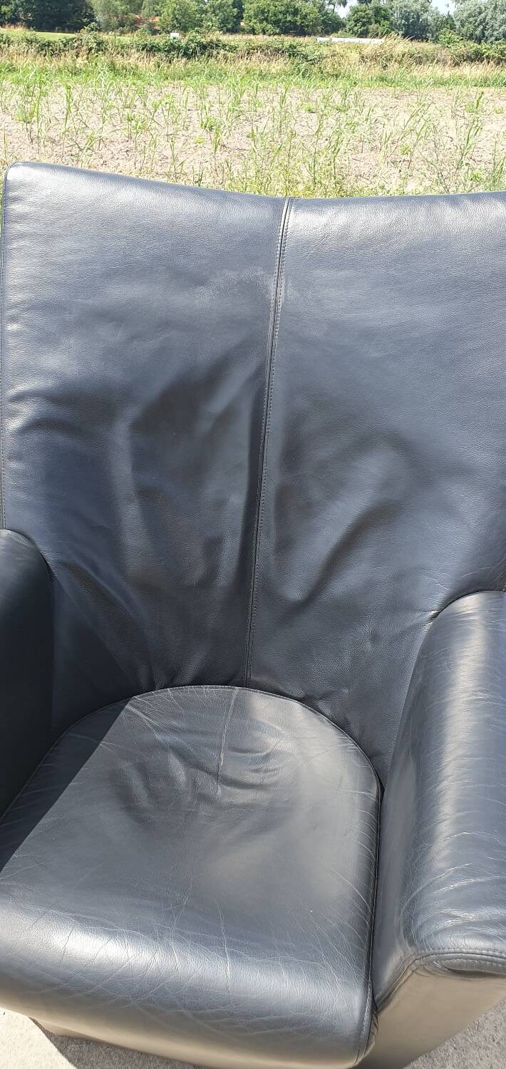 Vintage chair black leather Armilla Arflex Burkhard Voghterr