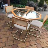 Golden chairs dining set with complementing table