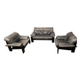 Brutalist German postmodern lounge chairs and sofa by Rolf Benz for Musterring, 1990s, set of 3.