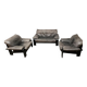 Brutalist German postmodern lounge chairs and sofa by Rolf Benz for Musterring, 1990s, set of 3.