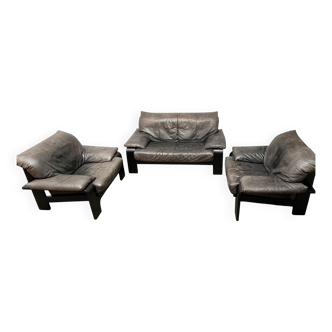 Brutalist German postmodern lounge chairs and sofa by Rolf Benz for Musterring, 1990s, set of 3.