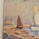 Oil painting on panel of sailing boats near the shore signed marcel canet.