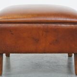 Large Ottoman Made of Sheepskin Leather