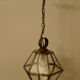 Chandelier lantern brass hexagonal vintage glass plates