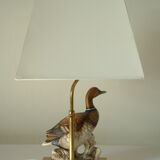 Ceramic duck table lamp and vintage adjustable brass