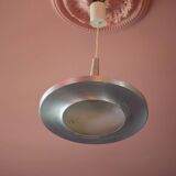 Space Age aluminum suspension, saucer suspension, vintage ceiling lamp, ceiling lamp