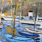 Tableau "port de santa margherita" ligurie 1962 italie henri nourry (1902-1978)