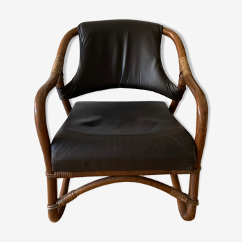 Bamboo leather easy lounge chair
