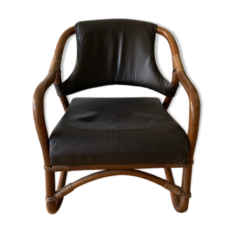 Bamboo leather easy lounge chair