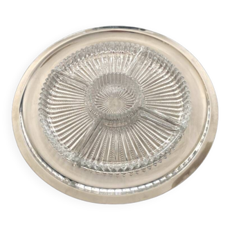 Plat, ramequins verre taillé, années 70