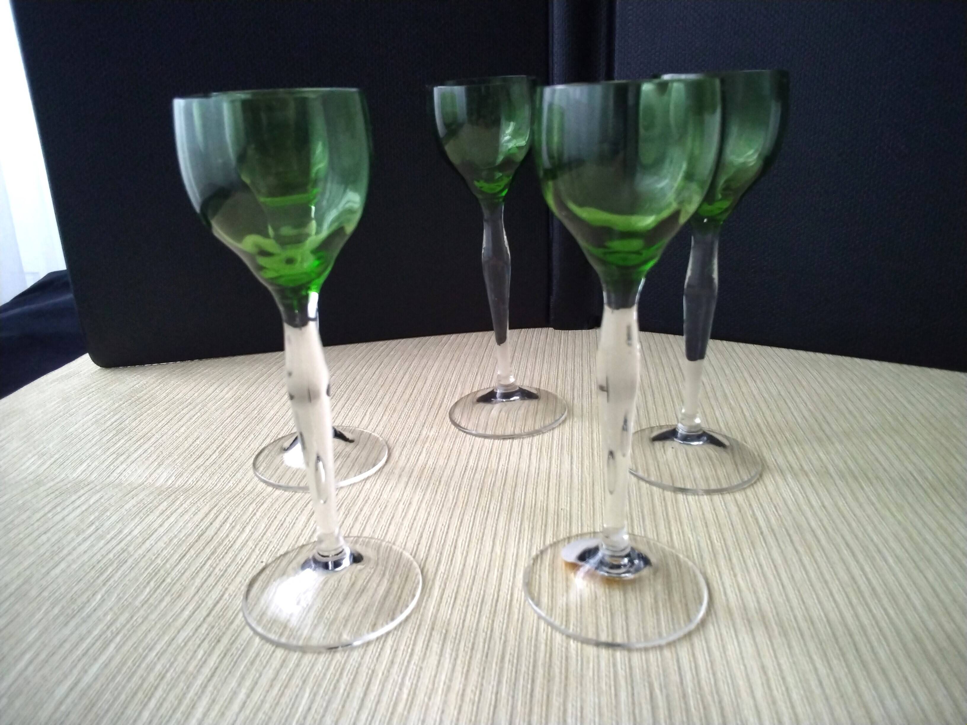 5 Blown Glass Liqueur Glasses