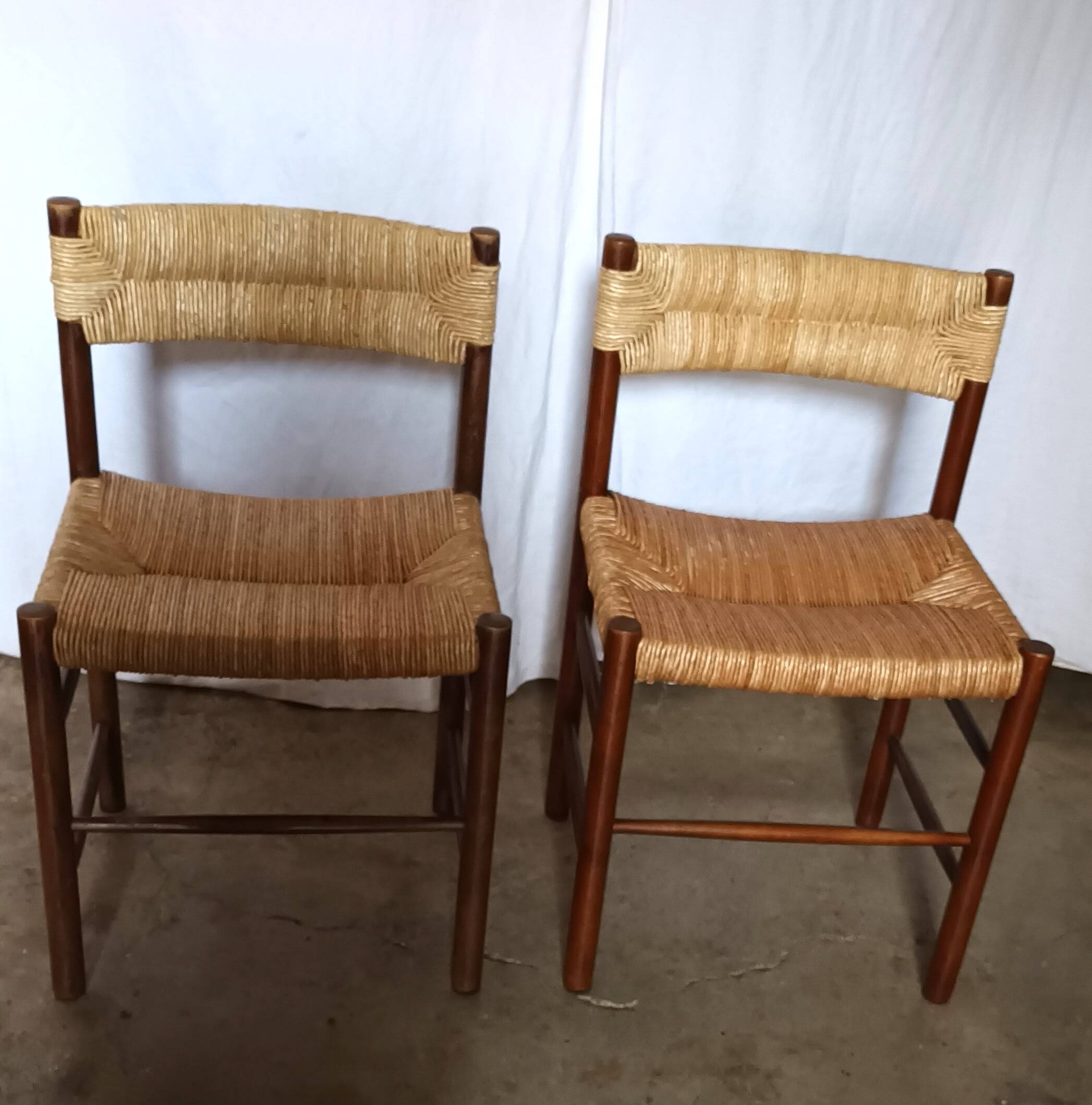 Pair of "Dordogne" chairs by Charlotte Perriand from the 1950s.