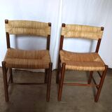 Pair of "Dordogne" chairs by Charlotte Perriand from the 1950s.