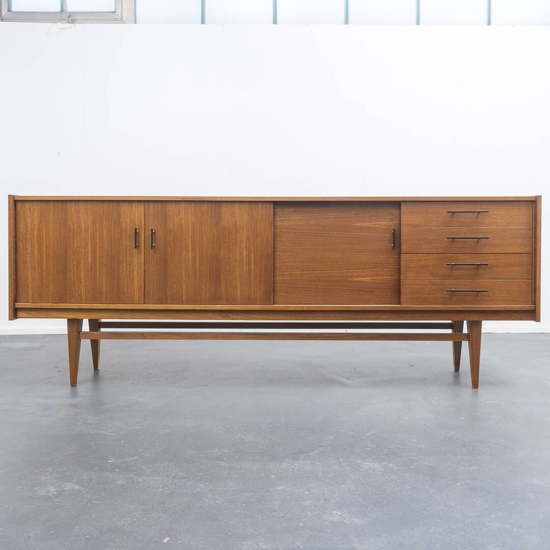 1950s sideboard, teak, sliding doors, restored,