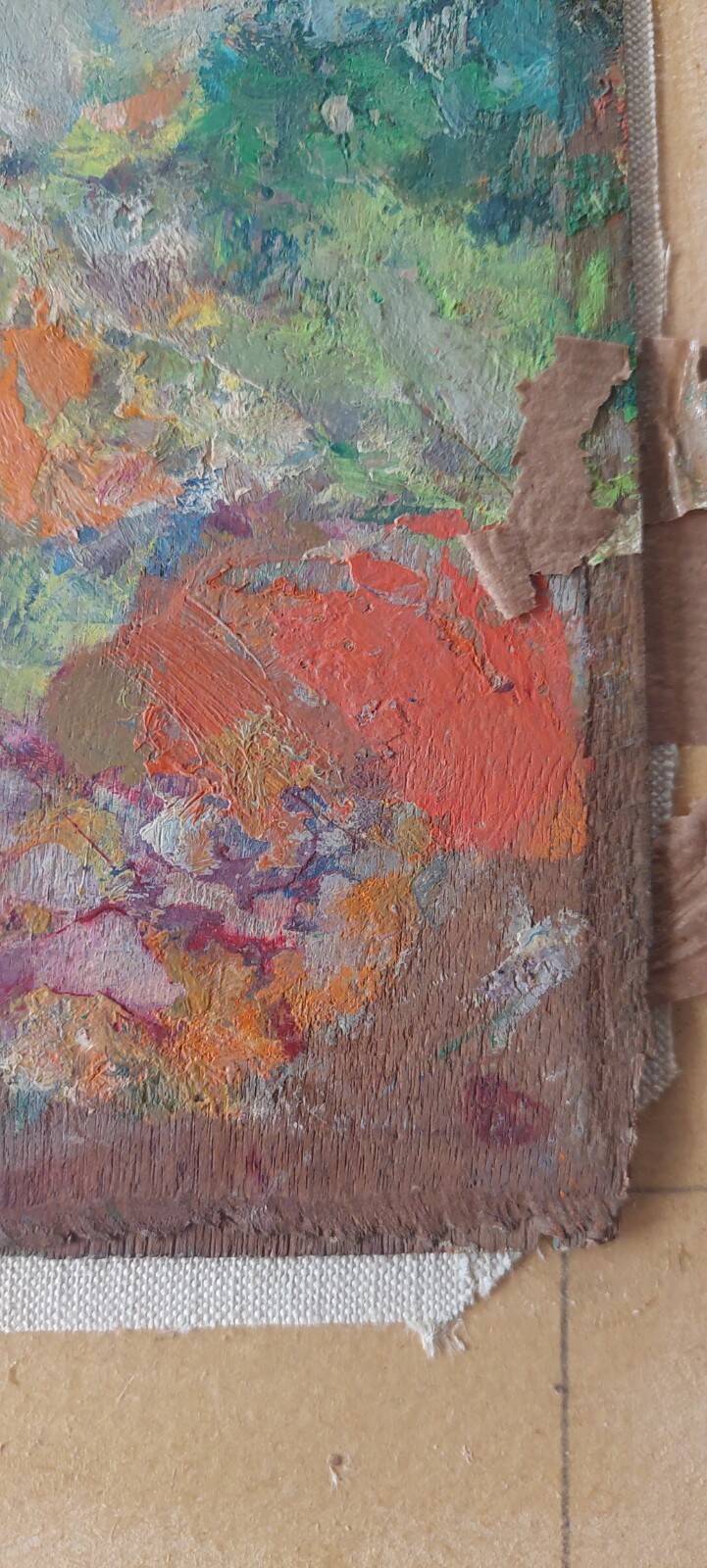 Oil painting on panel early 1900 landscape impressionist frame