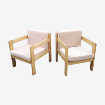 Pair of brutalist chairs made in France by Magne
