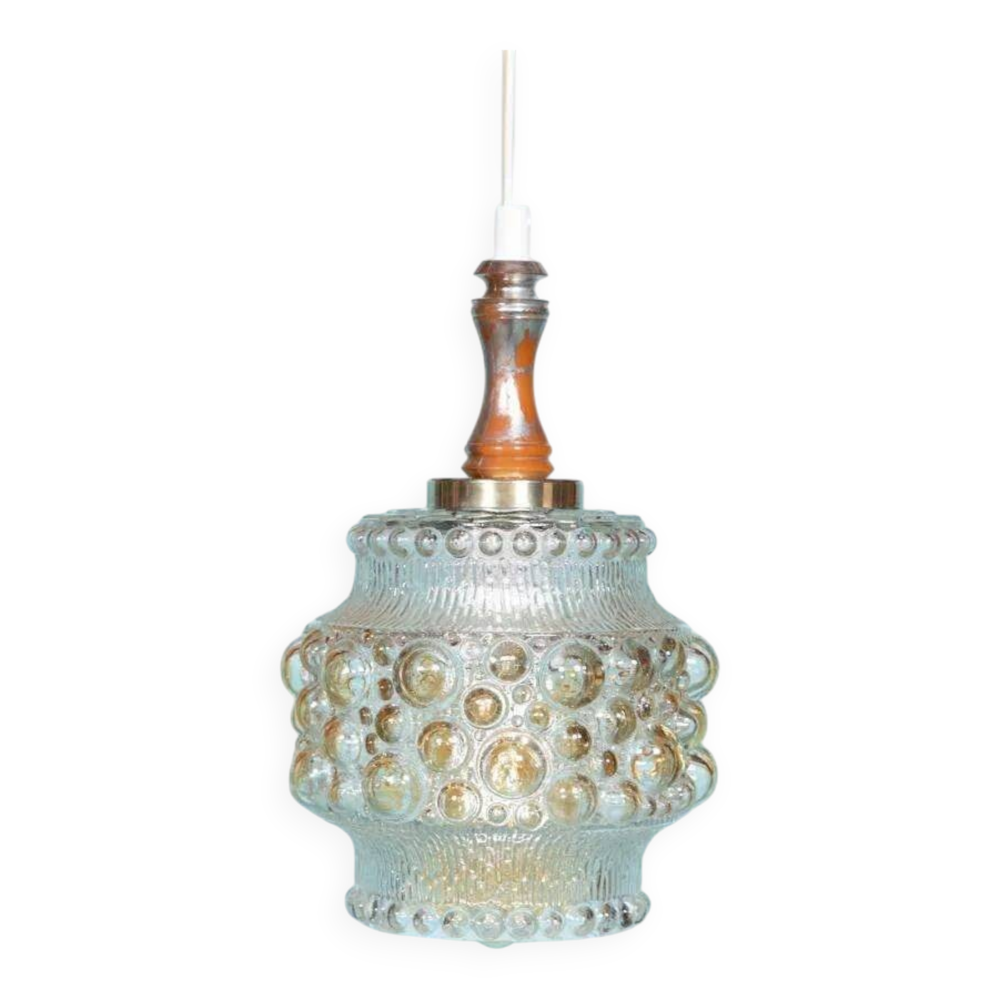 Vintage Scandinavian glass pendant, bubble glass pendant.