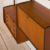 Ergo Wall Unit in teak with 6 shelves and 2 cabinets by John Texmon for Blindheim Møbelfabrikk, 2 ba