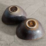Pair of Swedish Ceramic Blue Berown Bowls by Gunnar Nylund, 1950s