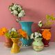 Vintage art deco vase in pink and gold ceramic
