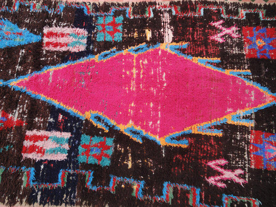 Carpet ancient azilal vintage Moroccan Berber 290 x 125 cm