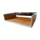 Coffee table in wood, aluminium and smoked glass, 1970.