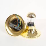 Set (2) of Petite Brass Disc sconces selected by Charlotte Perriand for Les