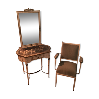 Coiffeuse de princesse vintage année 1960 de style baroque louis XVI
