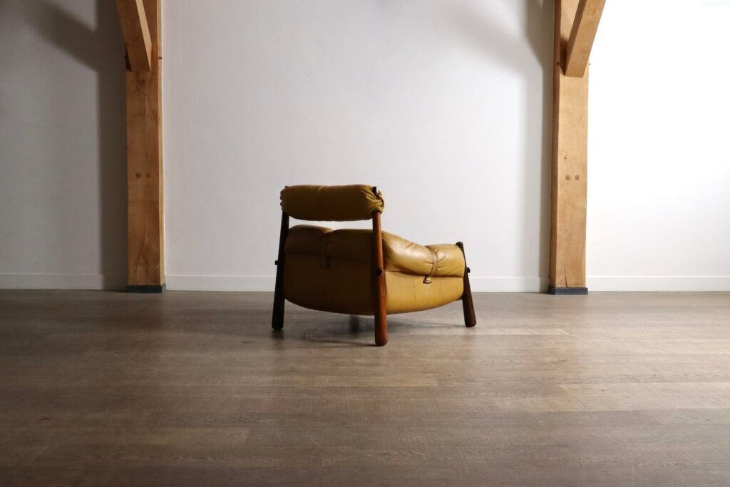 Percival Lafer MP-81 lounge chair in yellow leather, Brazil 1970s