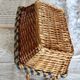 Vintage wicker basket with blue and yellow checkered lining