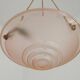 Vintage pink glass lamp with 3 cord hangers and pink ceiling 5001.