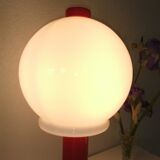Mushroom lamp in lacquered steel and opaline, bubble gum, space age, 1970